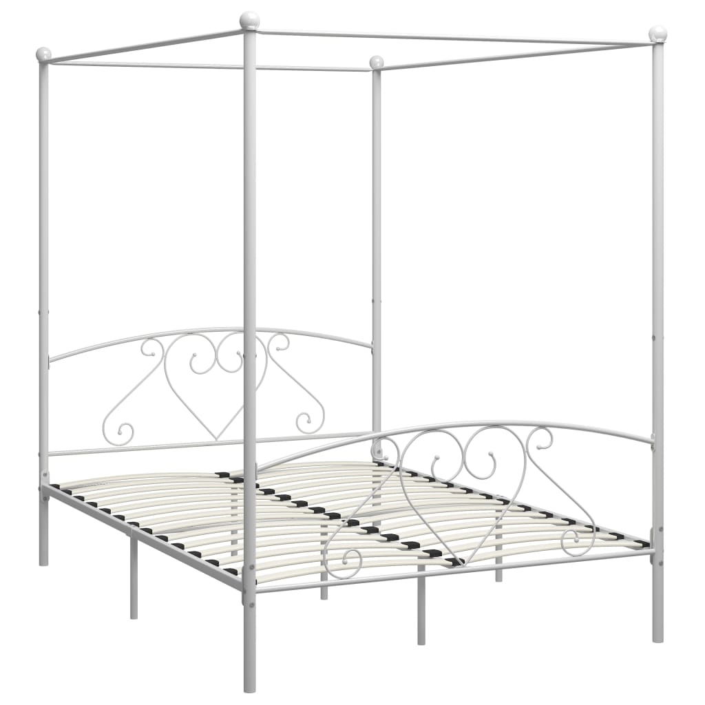 vidaXL Okvir za krevet s nadstrešnicom bijeli metalni 140 x 200 cm