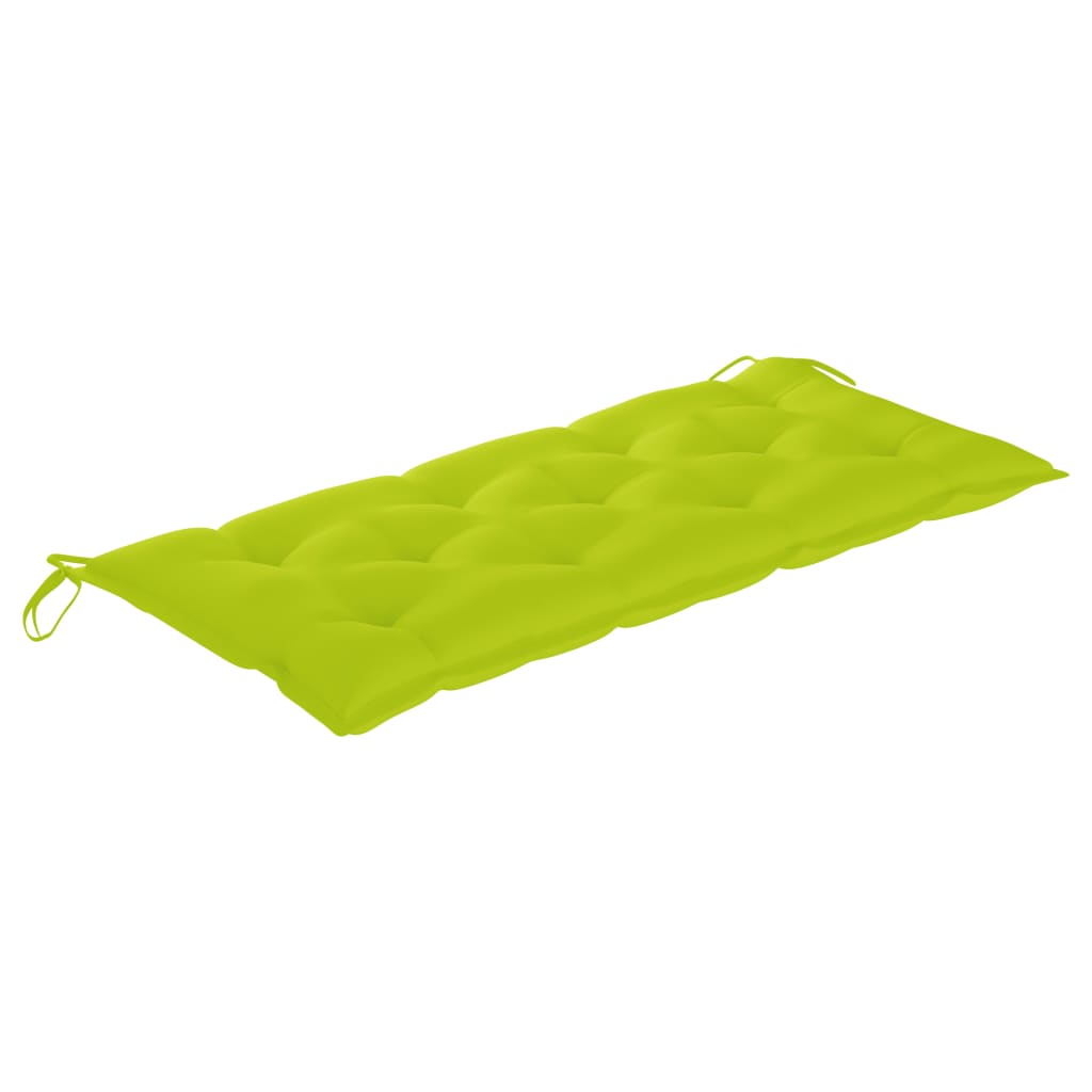 vidaXL Vrtna klupa s jarko zelenim jastukom 120 cm od masivne tikovine