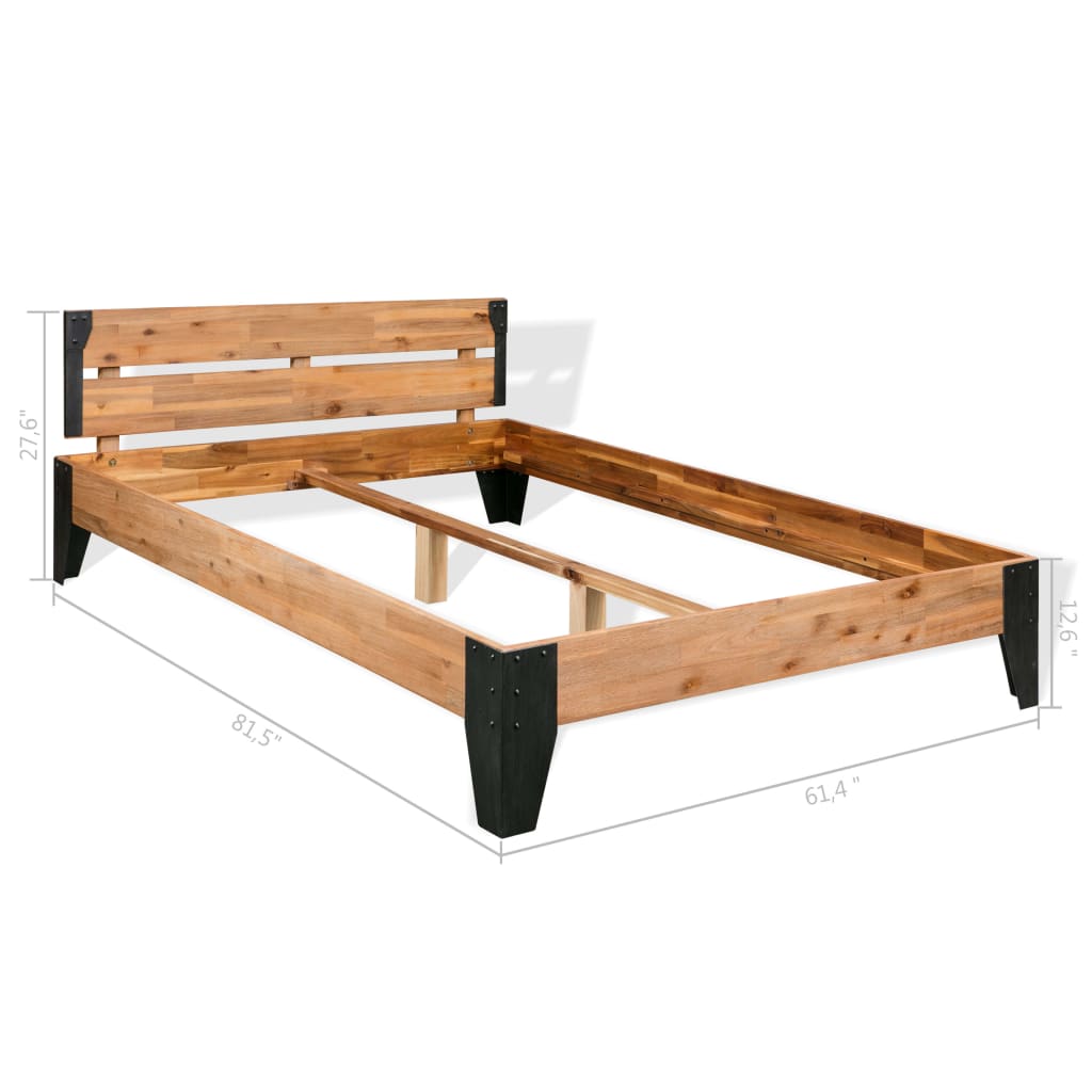 vidaXL Okvir za krevet od masivnog bagremovog drva i čelika 152x203 cm