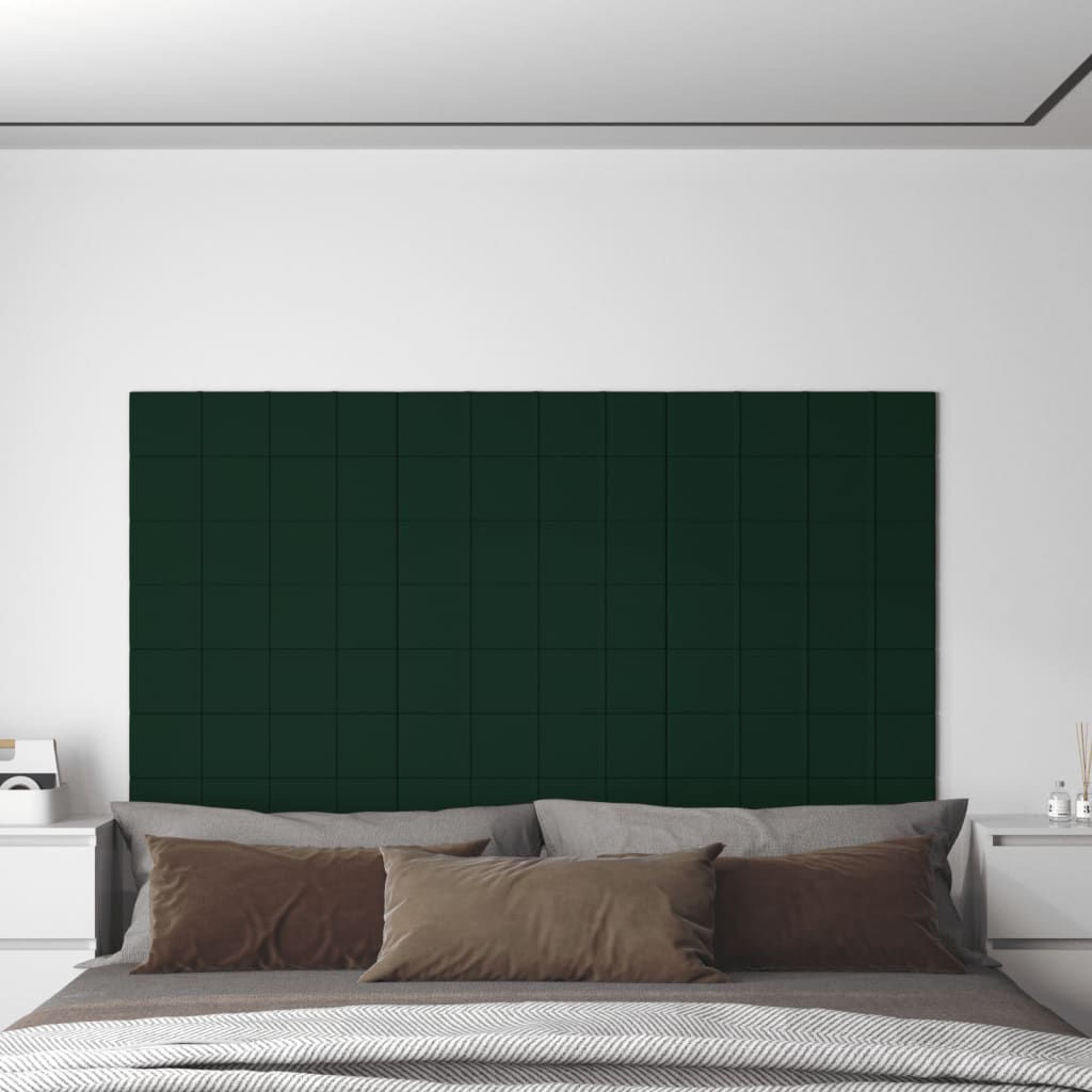 vidaXL Zidne ploče baršunaste 12 kom tamnozelene 60 x 15 cm 1,08 m²