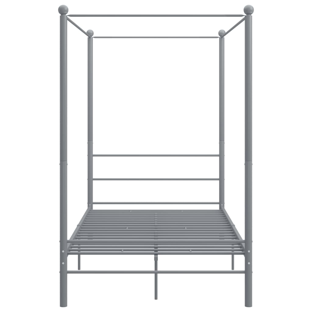 vidaXL Okvir za krevet s nadstrešnicom sivi metalni 120 x 200 cm