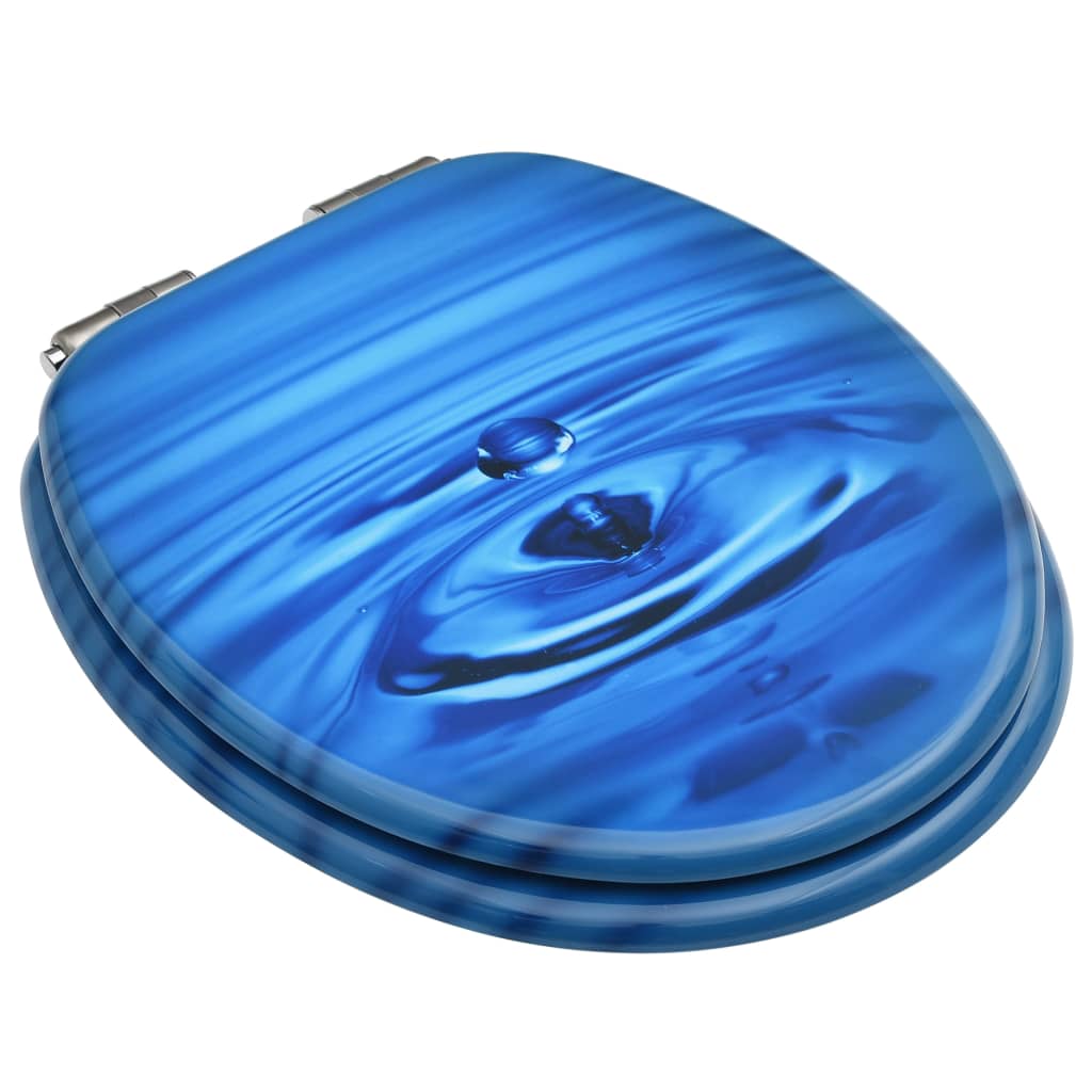 vidaXL Toaletna daska s mekim zatvaranjem MDF plava s uzorkom kapljica