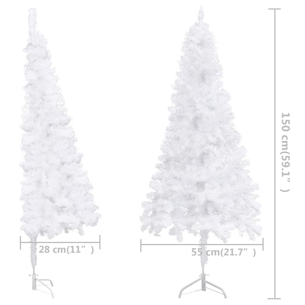 vidaXL Kutno umjetno božićno drvce LED s kuglicama bijelo 150 cm PVC