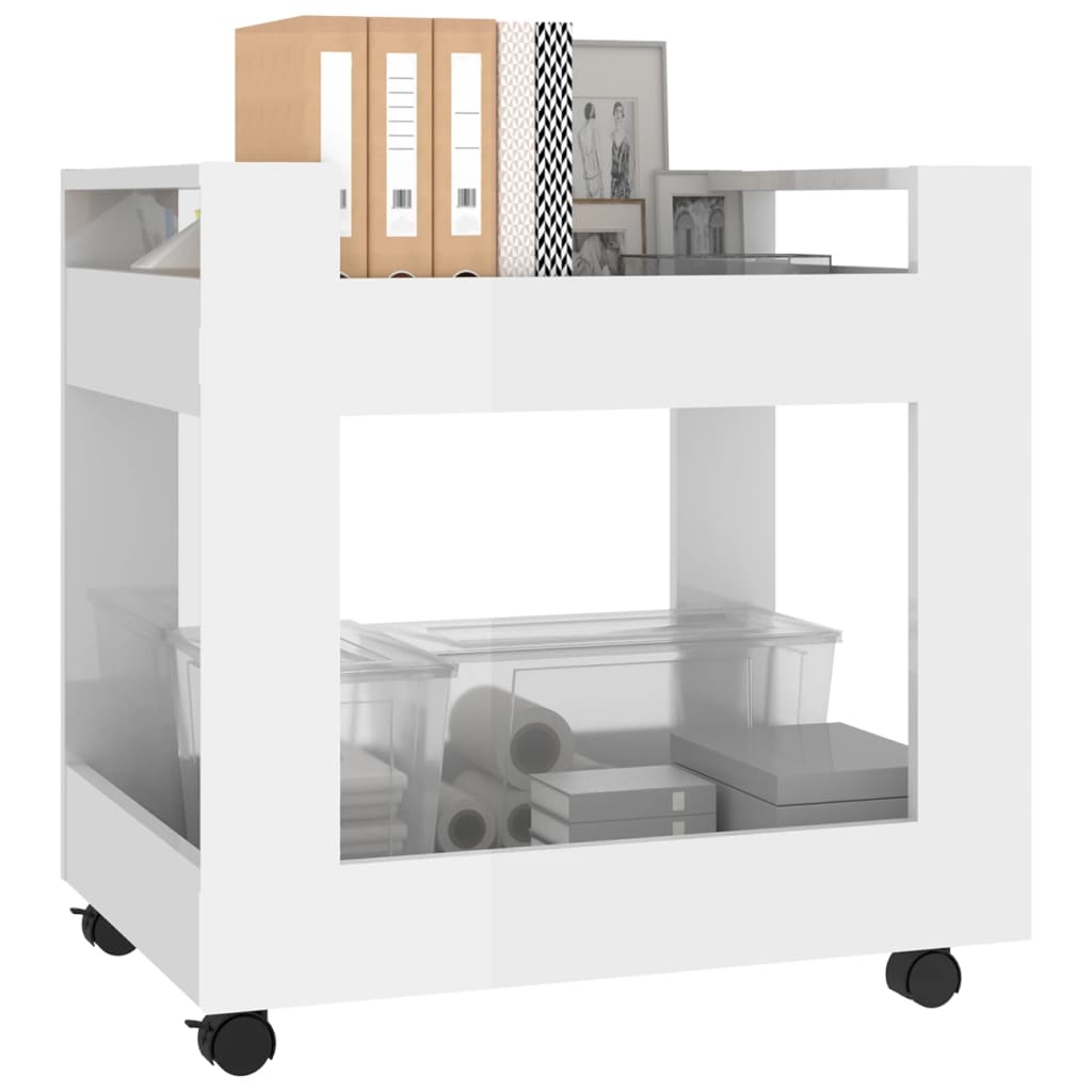 vidaXL Kolica za radni stol sjajna bijela 60x45x60cm konstruirano drvo