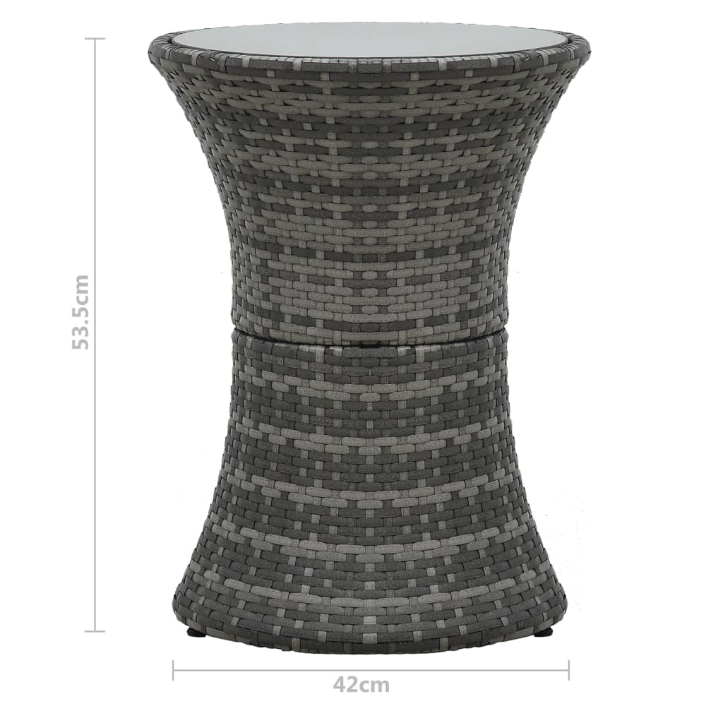 vidaXL Vrtni bočni stolić u obliku bubnja sivi od poliratana