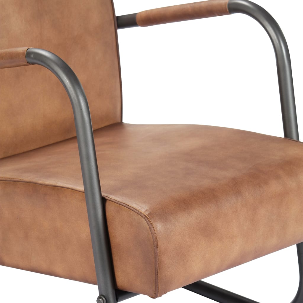 vidaXL Fotelja za opuštanje od prave kože svjetlosmeđa