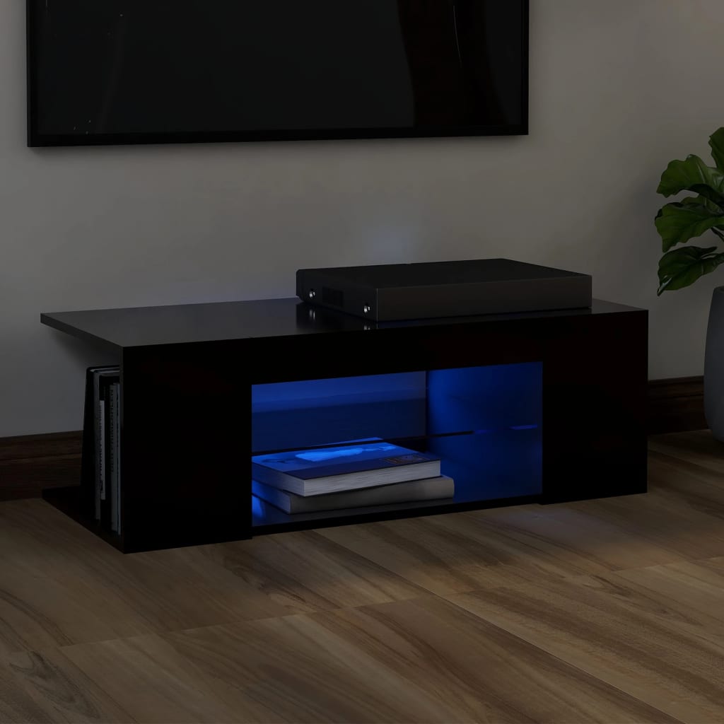 vidaXL TV ormarić s LED svjetlima crni 90 x 39 x 30 cm