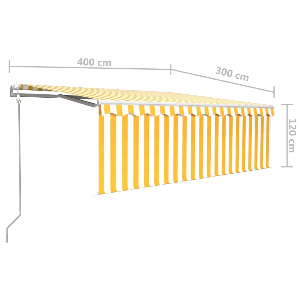 vidaXL Automatska tenda s roletom i senzorom LED 4 x 3 m žuto-bijela