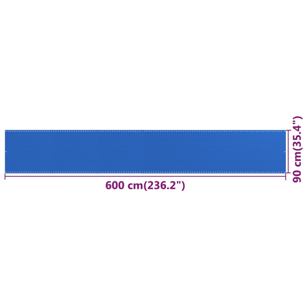vidaXL Balkonski zastor plavi 90 x 600 cm HDPE