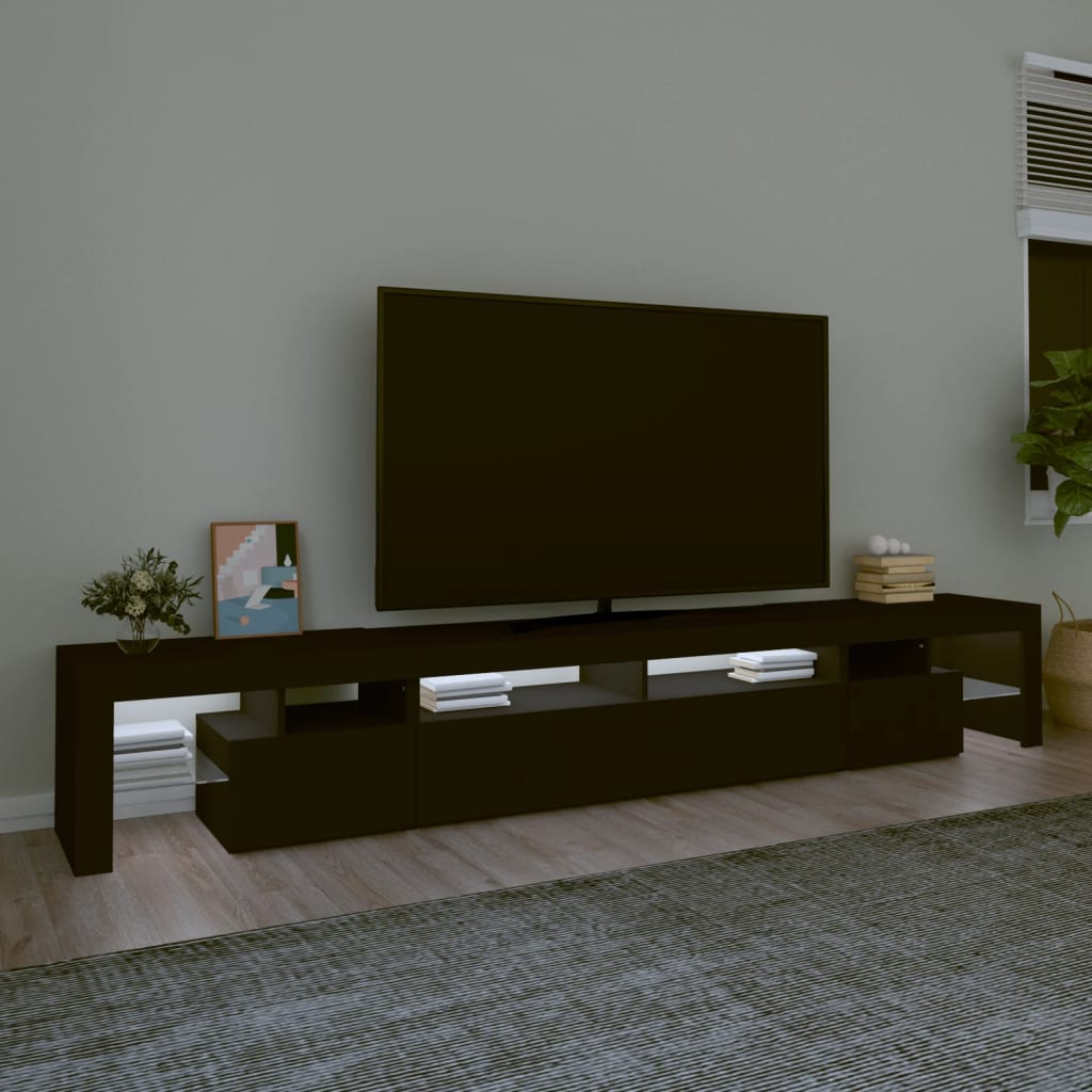 vidaXL TV ormarić s LED svjetlima crni 260x36,5x40 cm