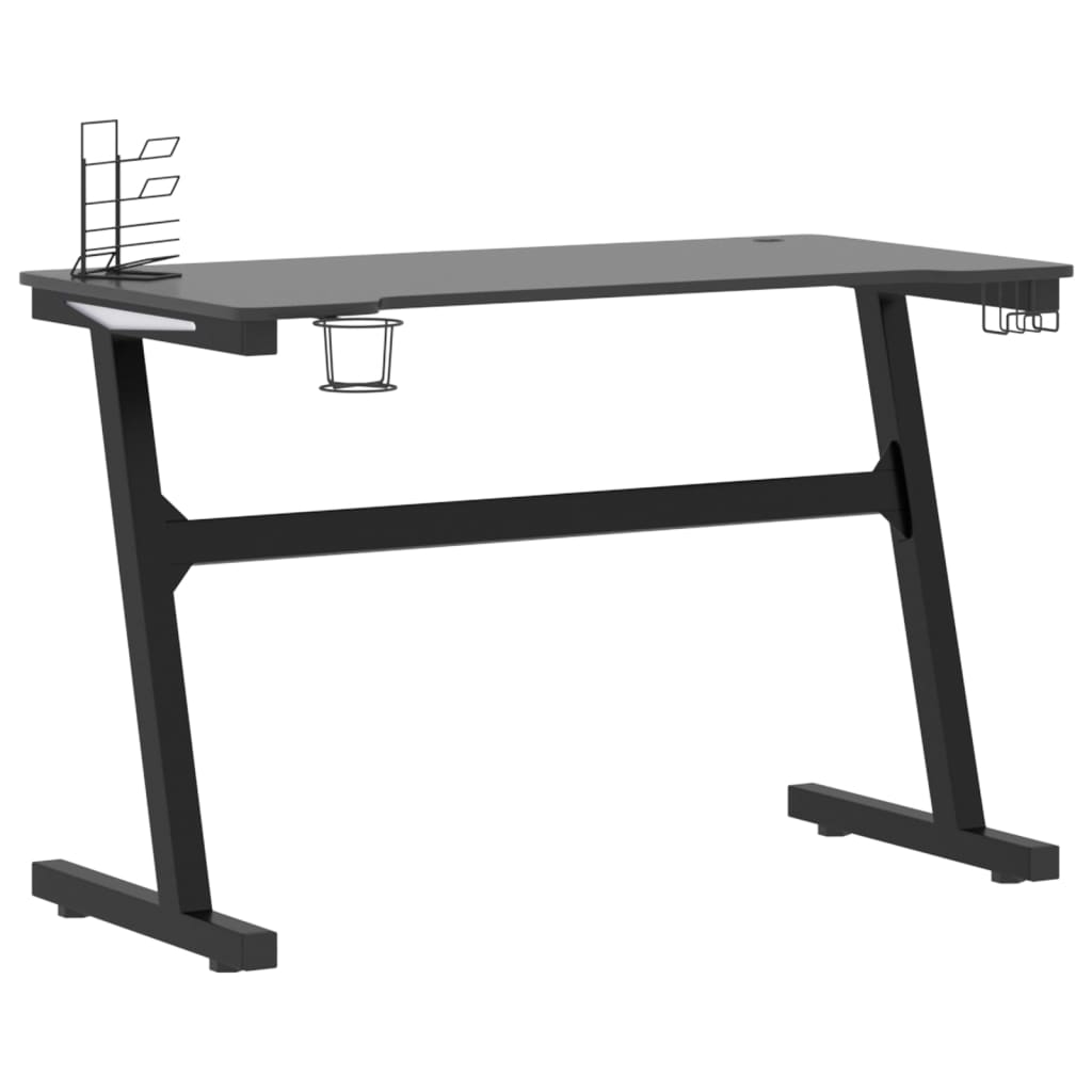 vidaXL Igraći stol LED u obliku slova Z crni 110 x 60 x 75 cm