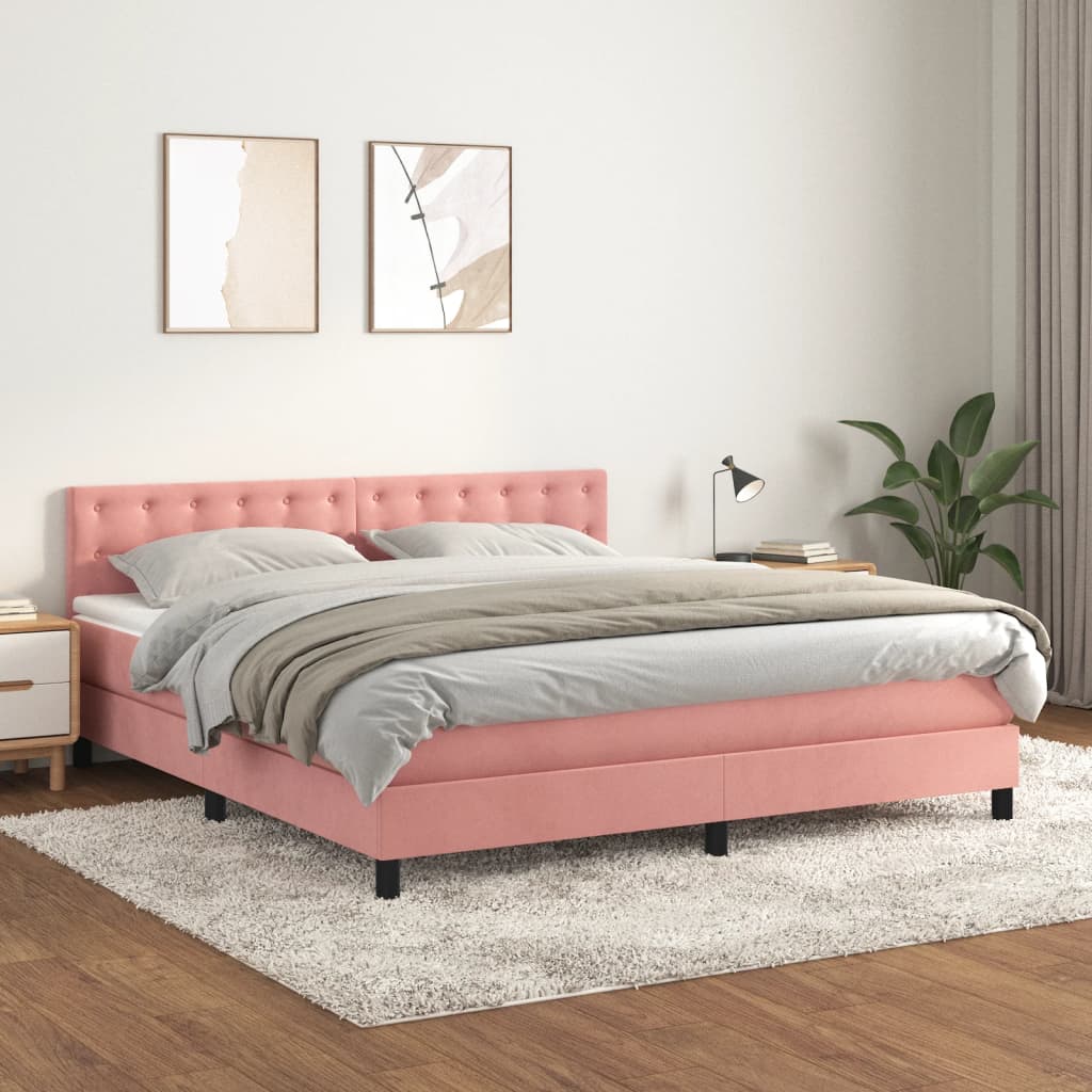 vidaXL Krevet s oprugama i madracem ružičasti 160x200 cm baršunasti