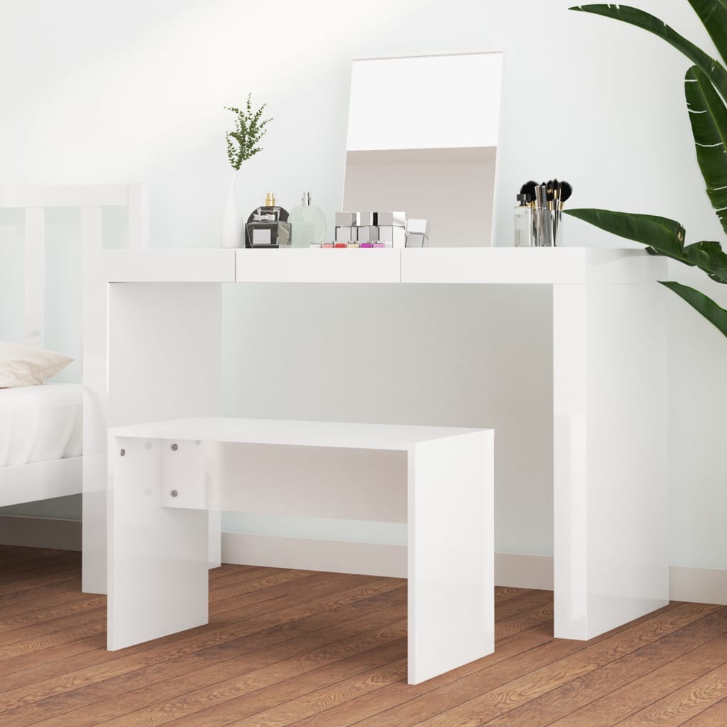 vidaXL Toaletni stolac sjajni bijeli 70 x 35 x 45 cm konstruirano drvo