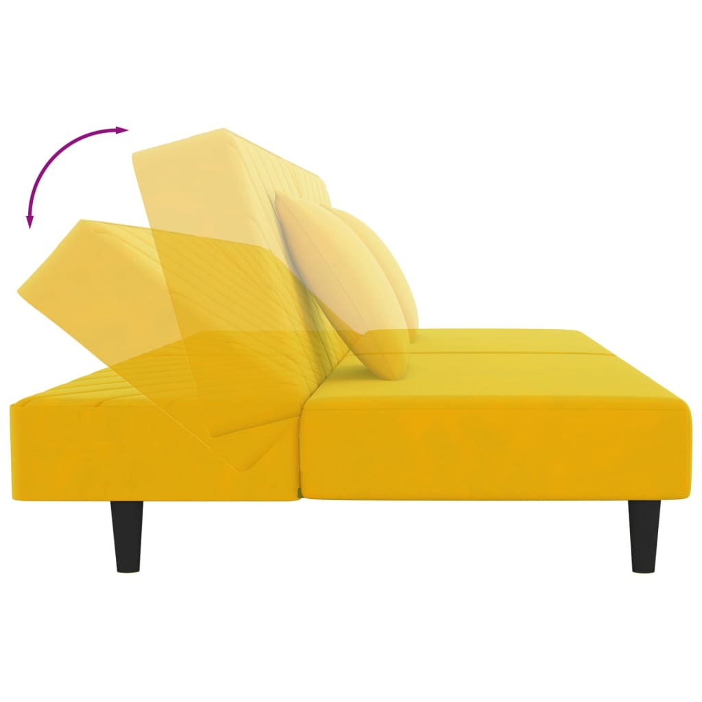 vidaXL Dvosjed na razvlačenje s dva jastuka žuti baršunasti