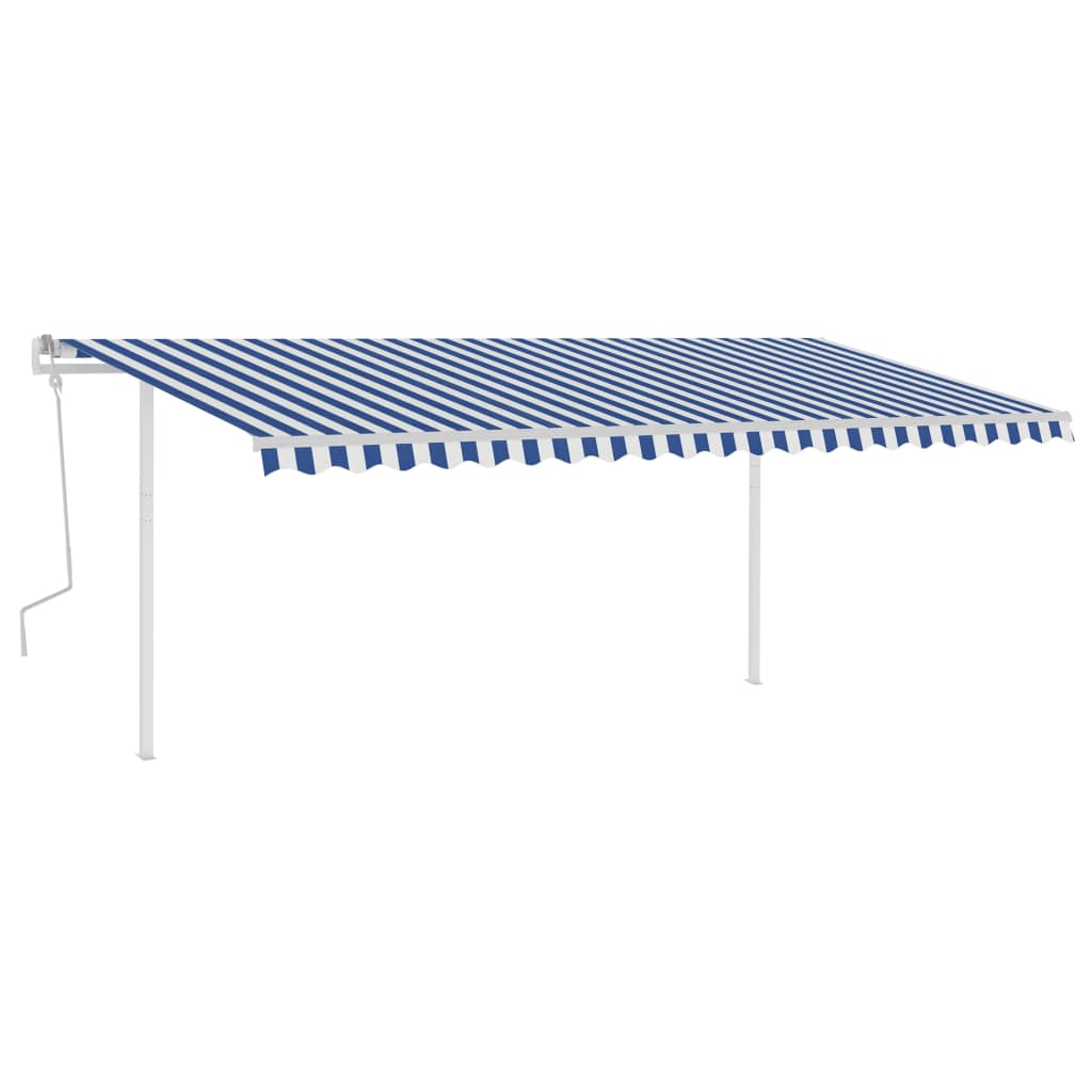 vidaXL Tenda na ručno uvlačenje sa stupovima 5 x 3 m plavo-bijela