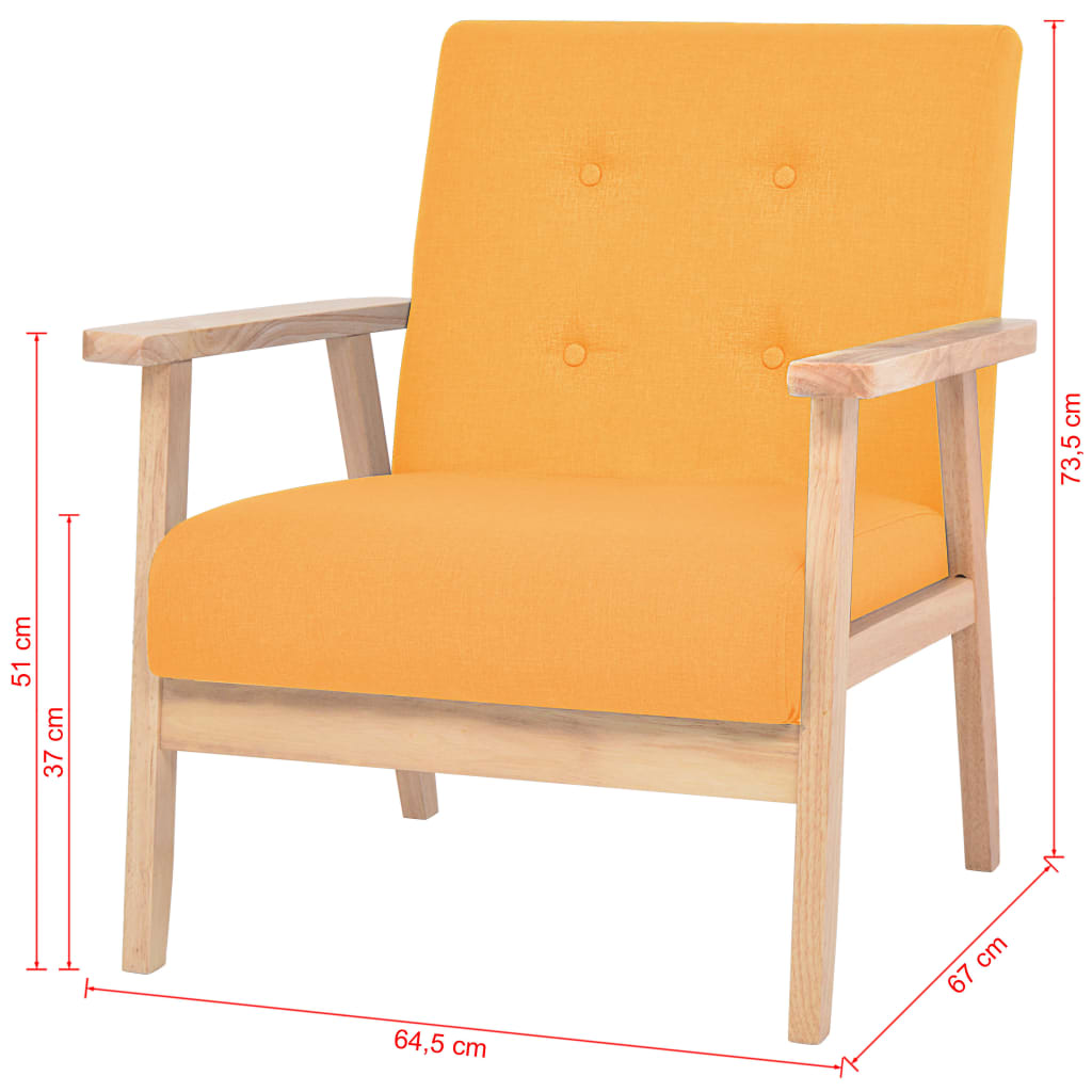 vidaXL Fotelja od tkanine žuta