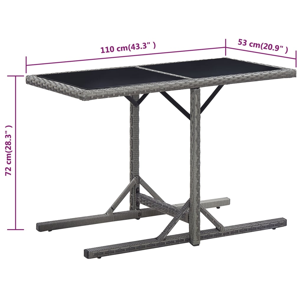 vidaXL Vrtni stol antracit 110 x 53 x 72 cm stakleni i poliratan