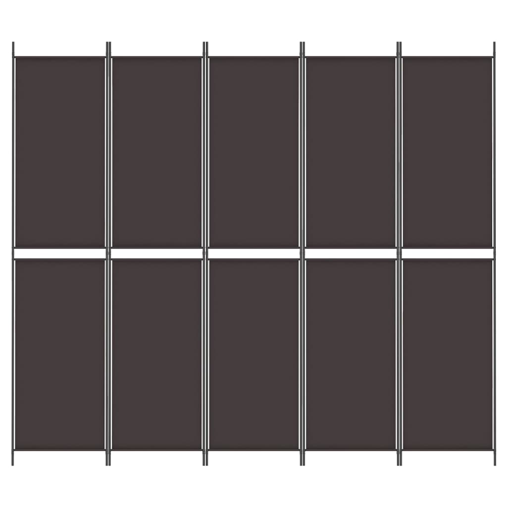 vidaXL Sobna pregrada s 5 panela smeđa 250x220 cm od tkanine