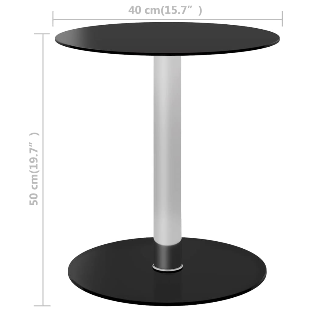 vidaXL Stolić za kavu crni 40 cm od kaljenog stakla