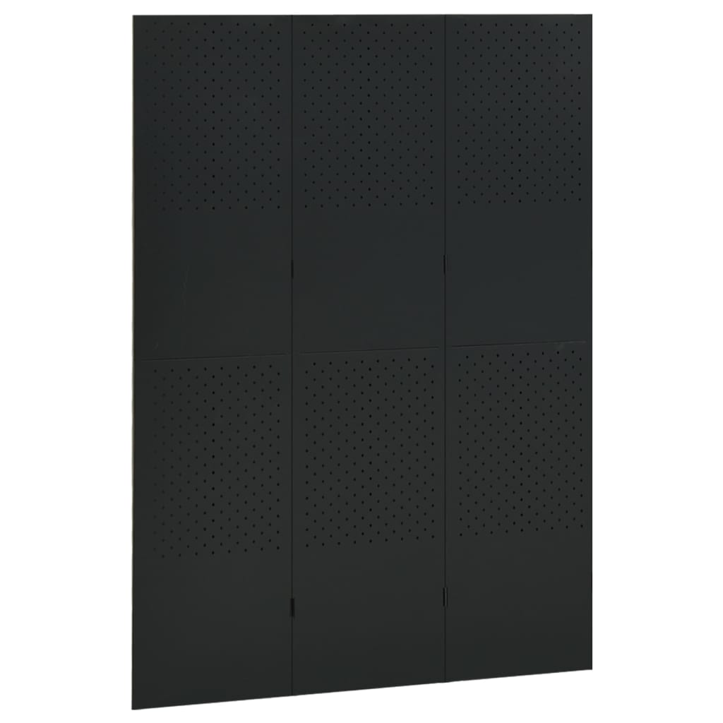 vidaXL Sobna pregrada s 3 panela crna 120 x 180 cm čelična