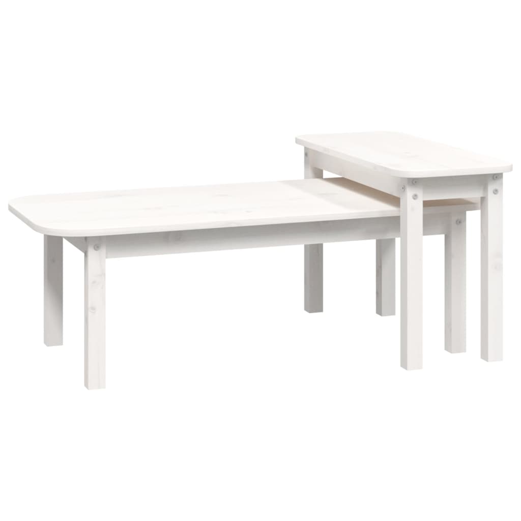 vidaXL 2-dijelni set stolića za kavu bijela Bijela od masivne borovine