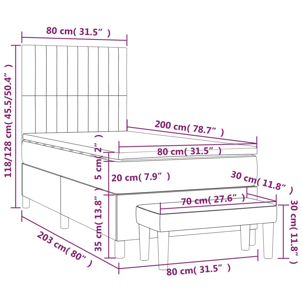 vidaXL Box spring krevet s madracem ružičasti 80 x 200 cm baršunasti