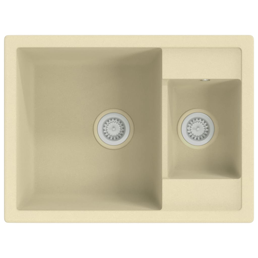 vidaXL Kuhinjski sudoper s dvije kadice bež granitni
