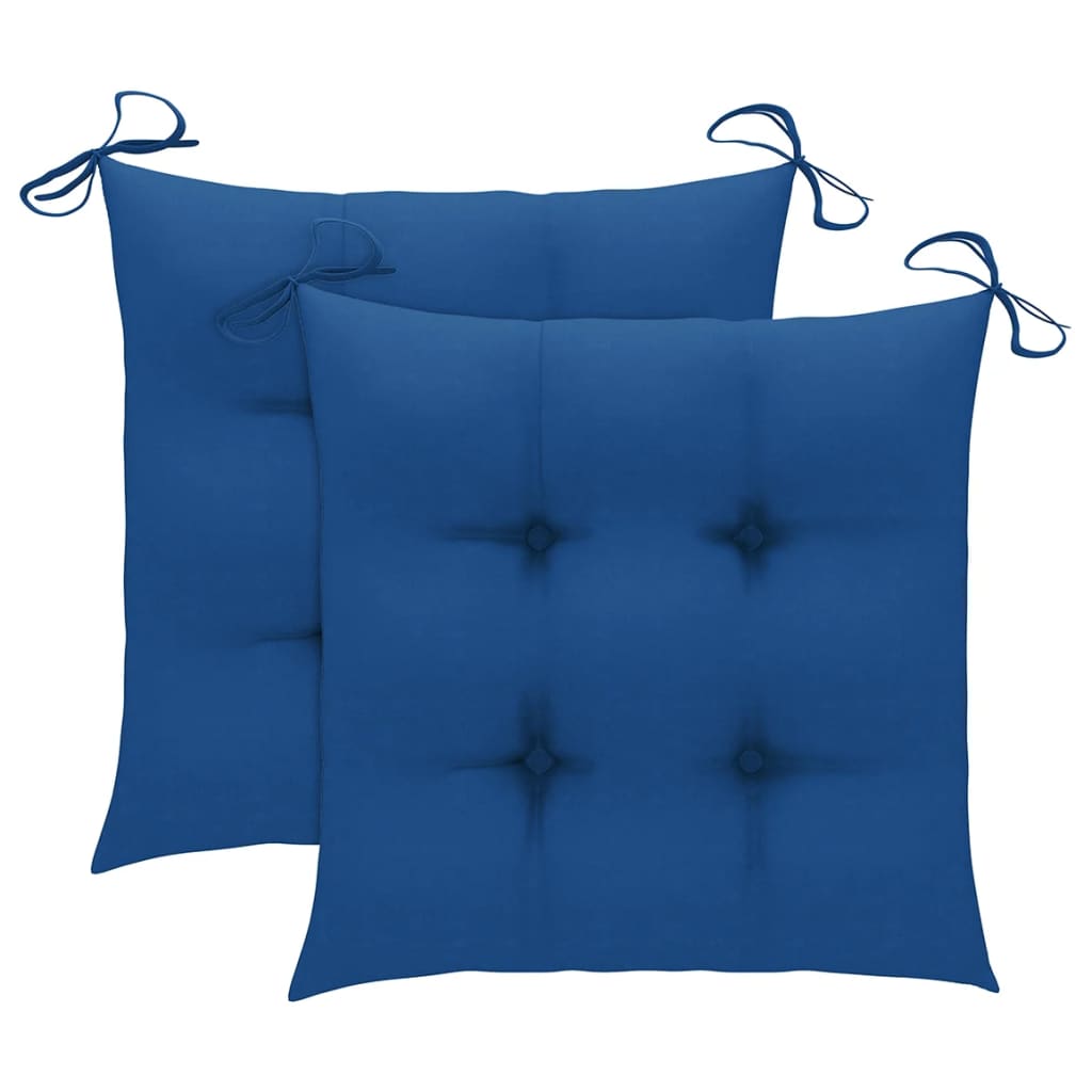 vidaXL Stolice Batavia s plavim jastucima 2 kom od masivne tikovine