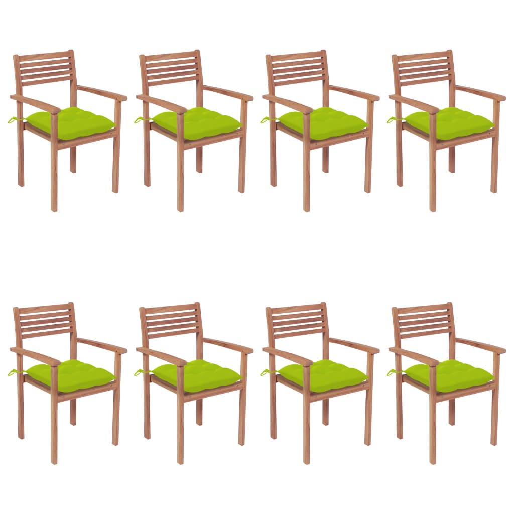 vidaXL Složive vrtne stolice s jastucima 8 kom od masivne tikovine