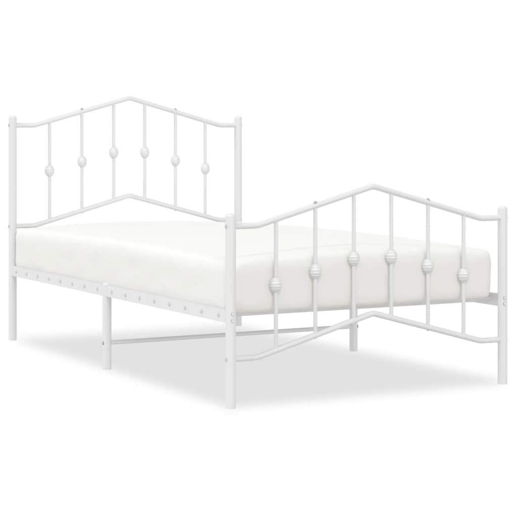 vidaXL Metalni okvir kreveta s uzglavljem i podnožjem bijeli 100x190cm