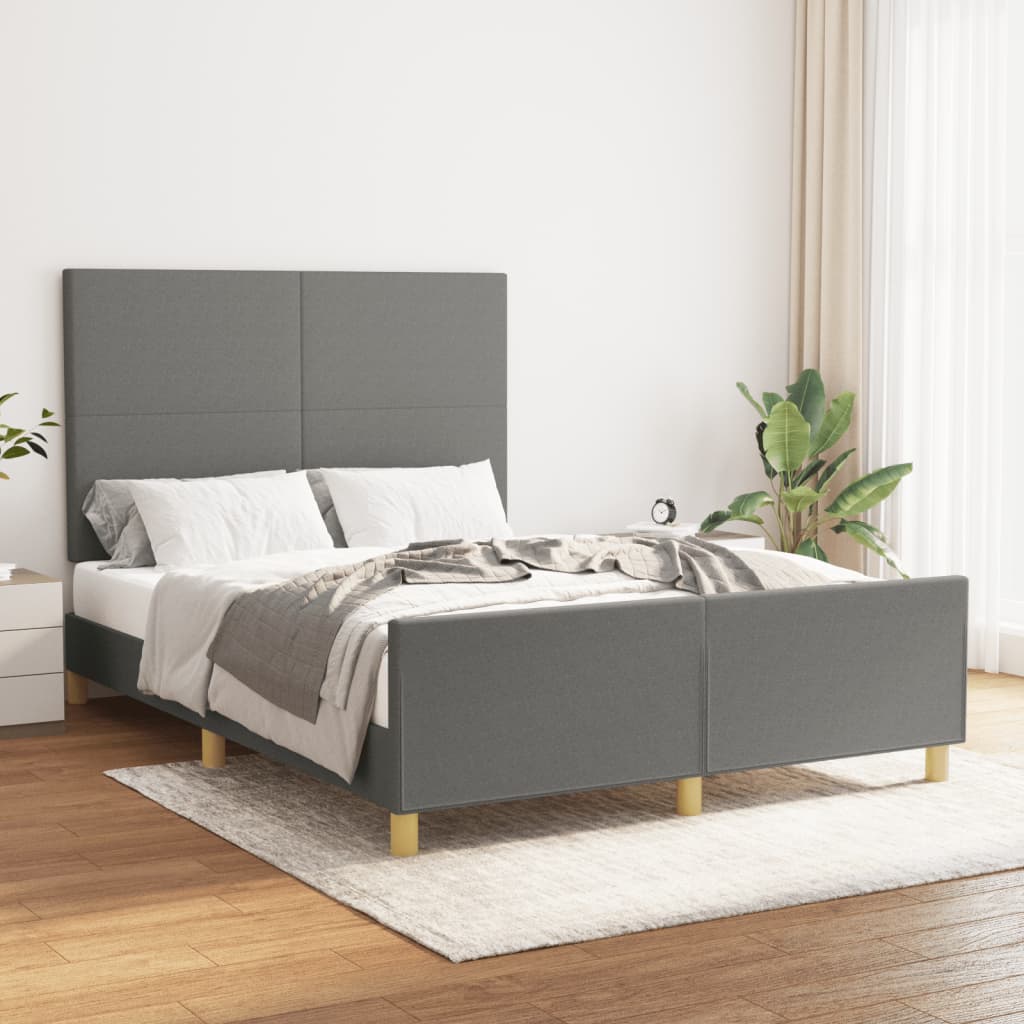 vidaXL Okvir za krevet s uzglavljem tamnosivi 140x200 cm od tkanine