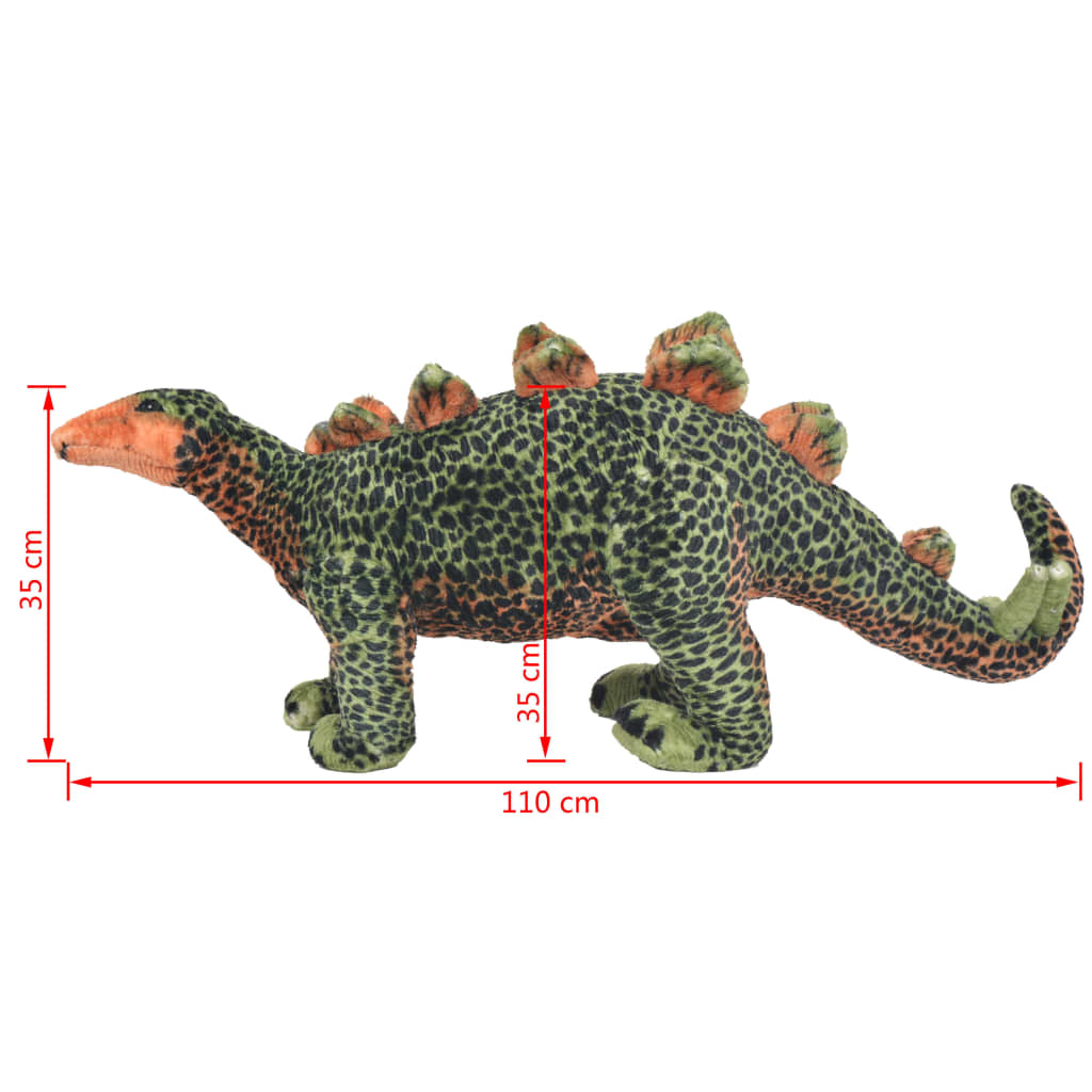 vidaXL Samostojeći plišani dinosaur stegosaur zeleni XXL