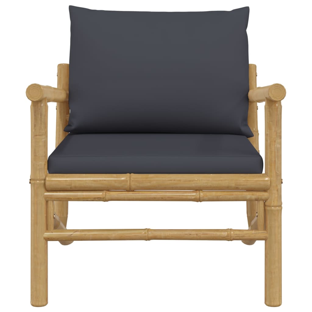 vidaXL Vrtne stolice od bambusa 2 kom s tamnosivim jastucima