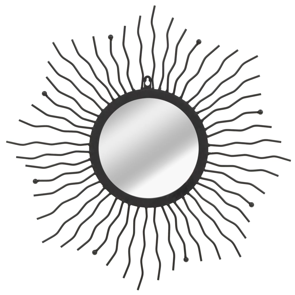 vidaXL Vrtno zidno ogledalo u obliku sunca 60 cm crno