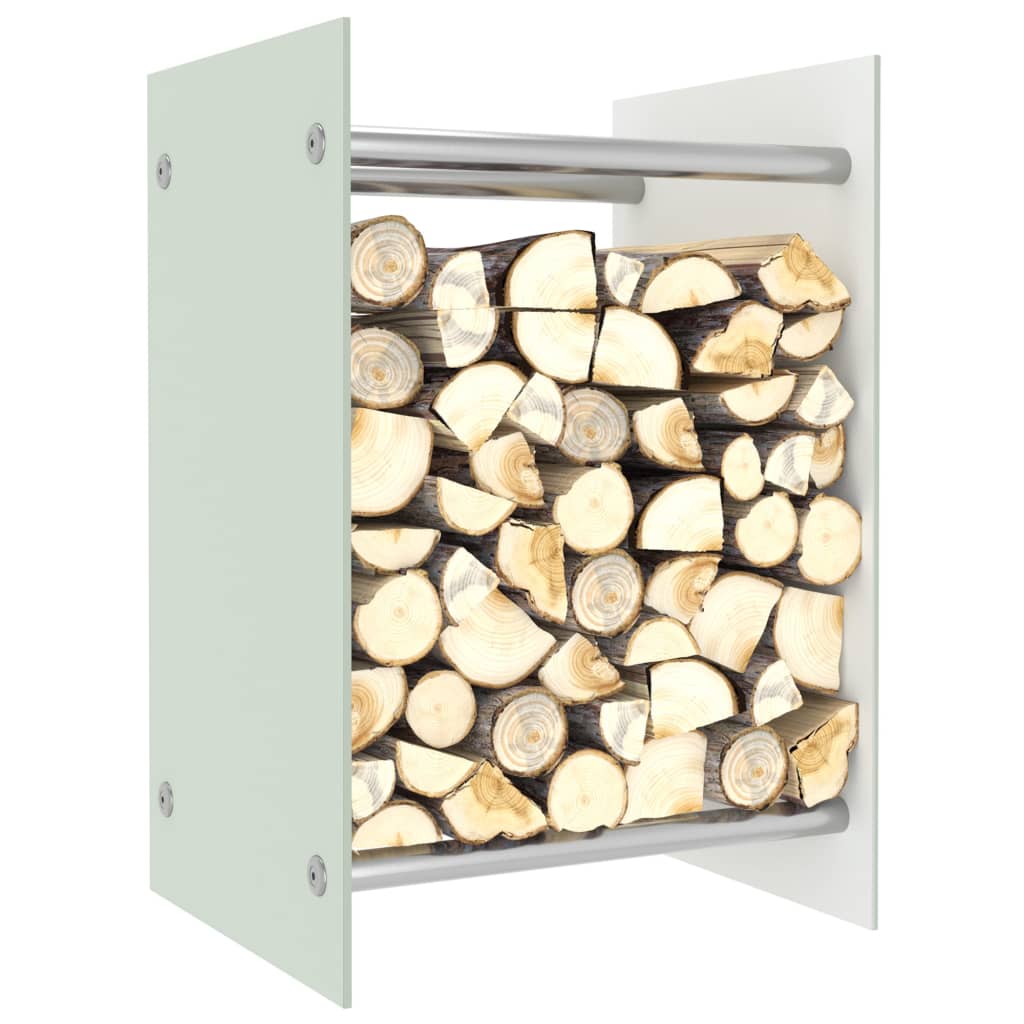 vidaXL Stalak za drva za ogrjev bijeli 40 x 35 x 60 cm stakleni