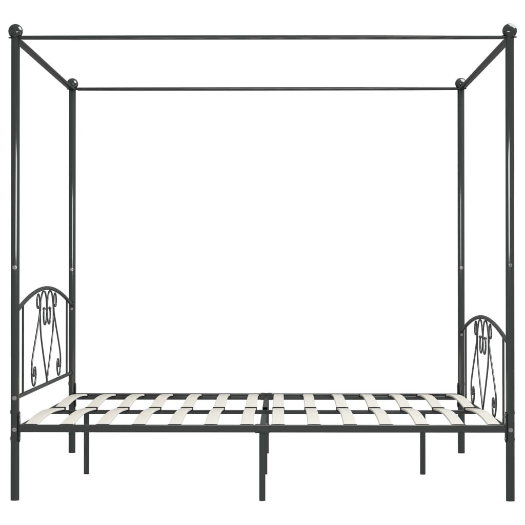 vidaXL Okvir za krevet s nadstrešnicom sivi metalni 200 x 200 cm