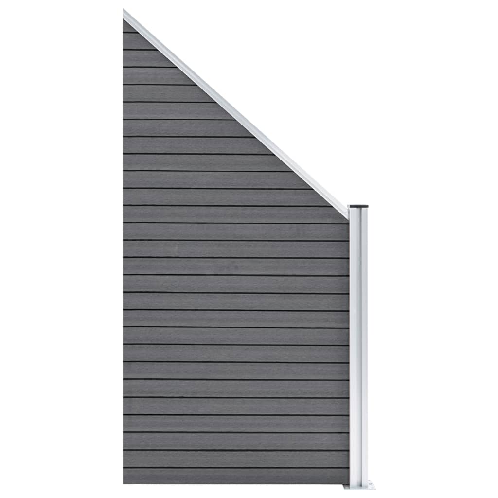 vidaXL Set WPC ograda 4 kvadratne + 1 kosa 792 x 186 cm sivi