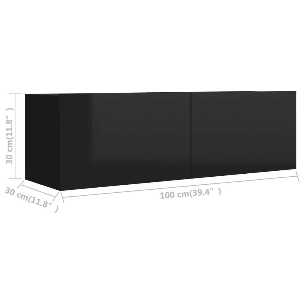 vidaXL TV ormarić sjajni crni 100 x 30 x 30 cm od konstruiranog drva