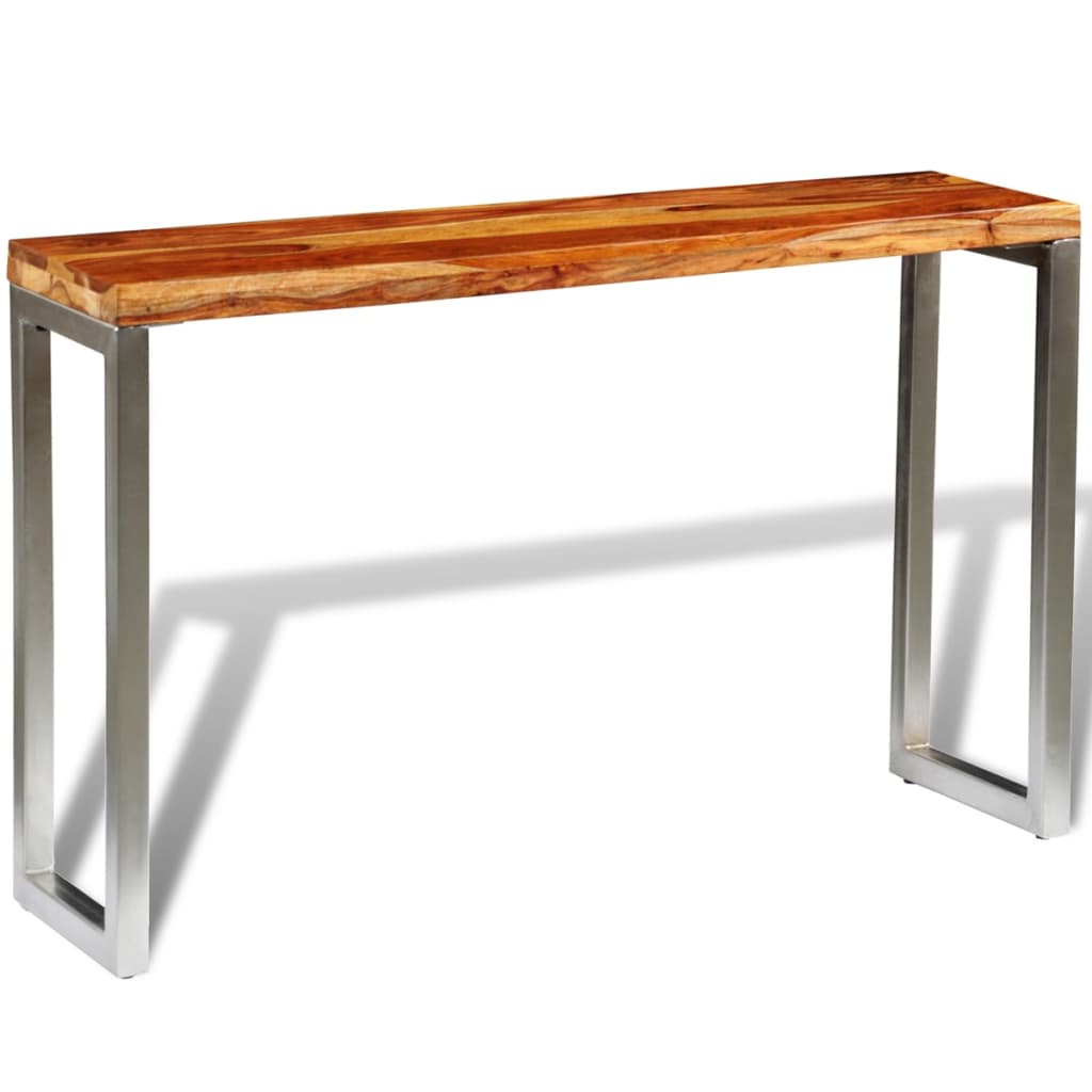 vidaXL Konzolni stol od masivnog drva šišama s čeličnim nogama
