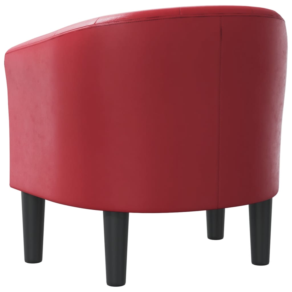 vidaXL Zaobljena fotelja od umjetne kože crvena boja vina