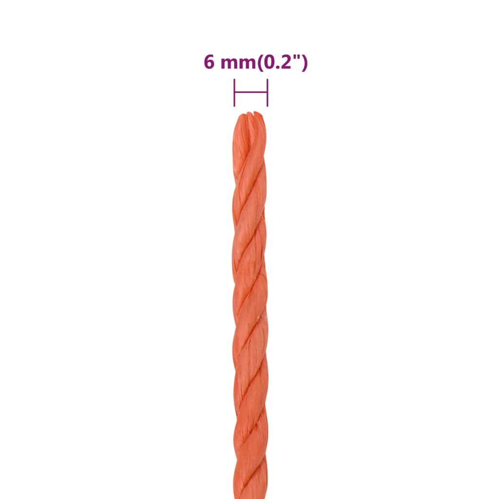 vidaXL Radno uže narančasti 6 mm 250 m od polipropilena