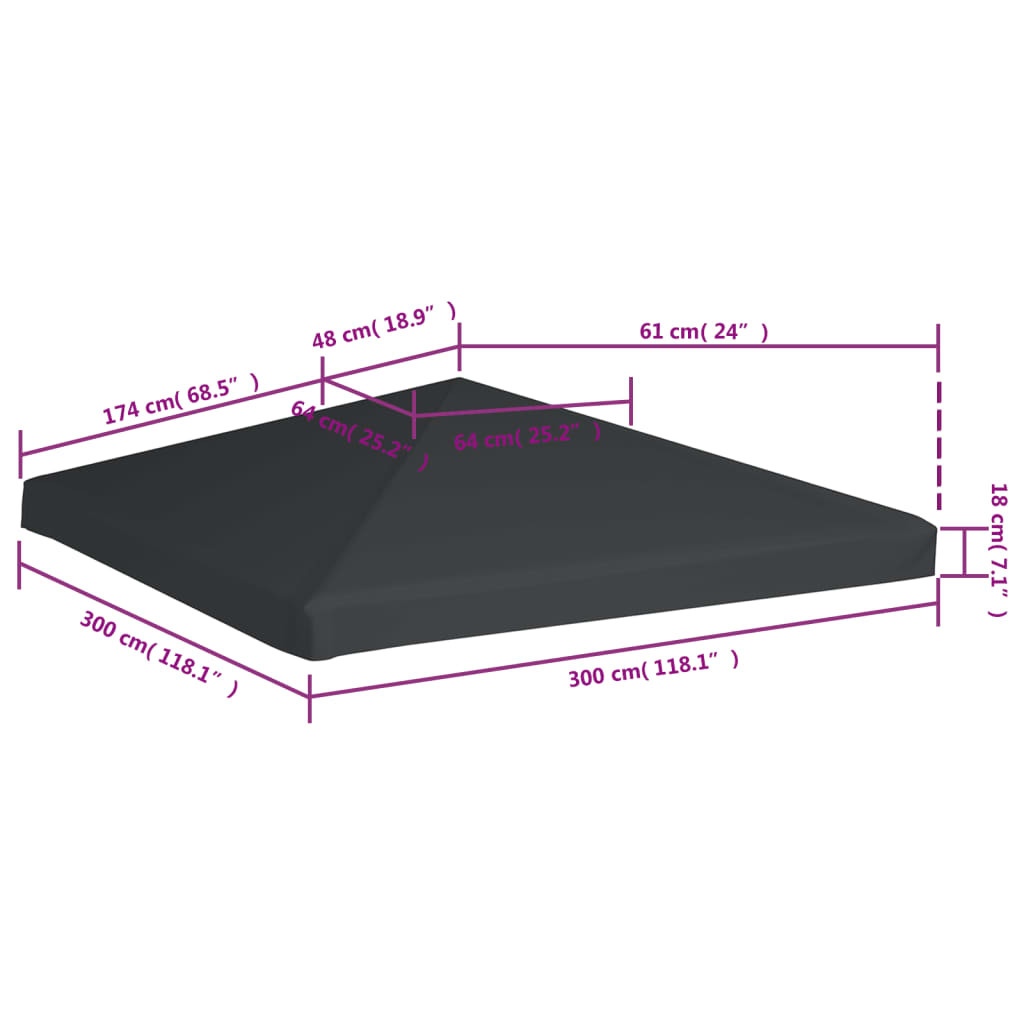 vidaXL Pokrov za sjenicu 310 g/m² 3 x 3 m sivi