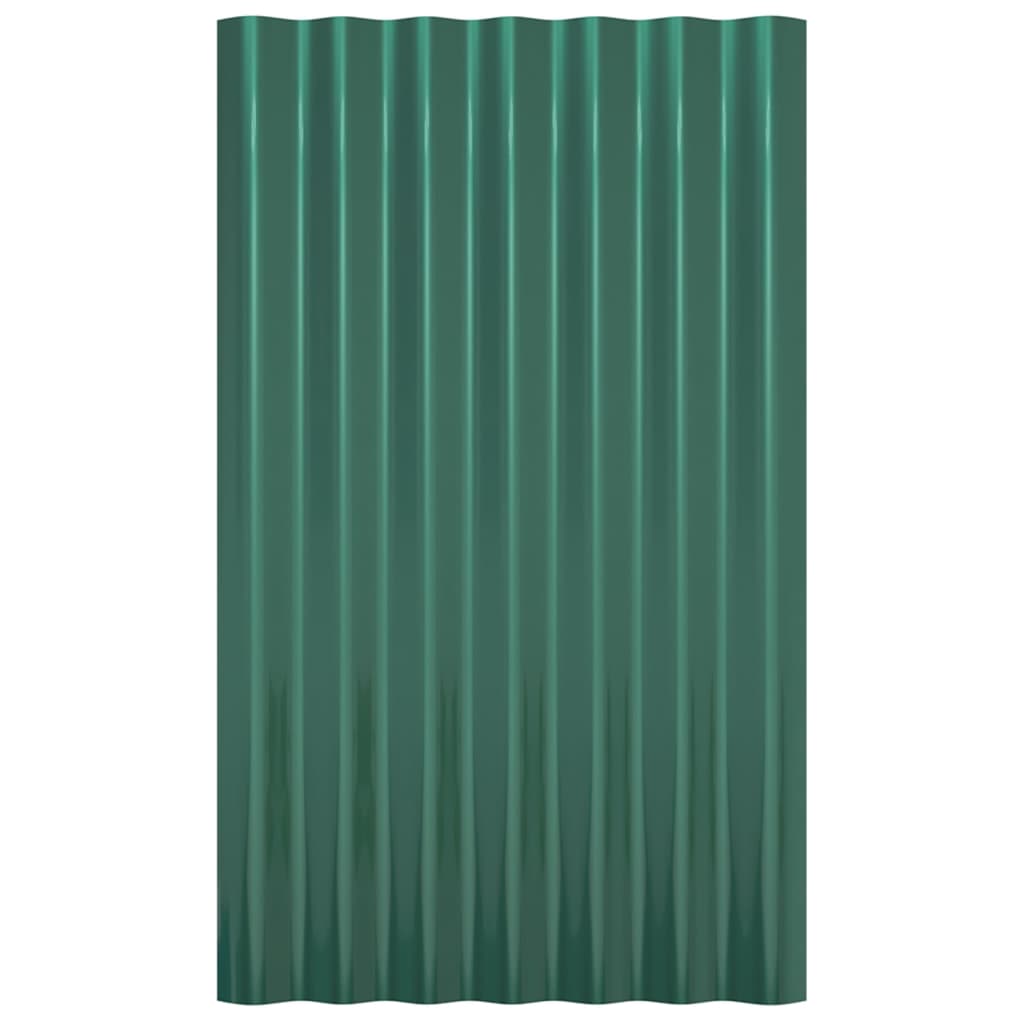 vidaXL Krovni paneli 36 kom od čelika obloženog prahom zeleni 60x36 cm
