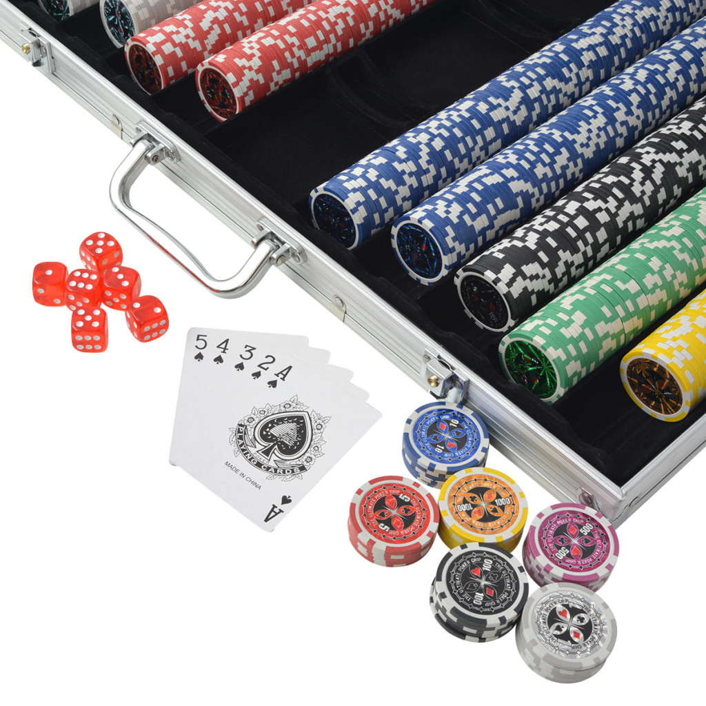 vidaXL Set za Poker s 1000 Laserskih Žetona Aluminijum