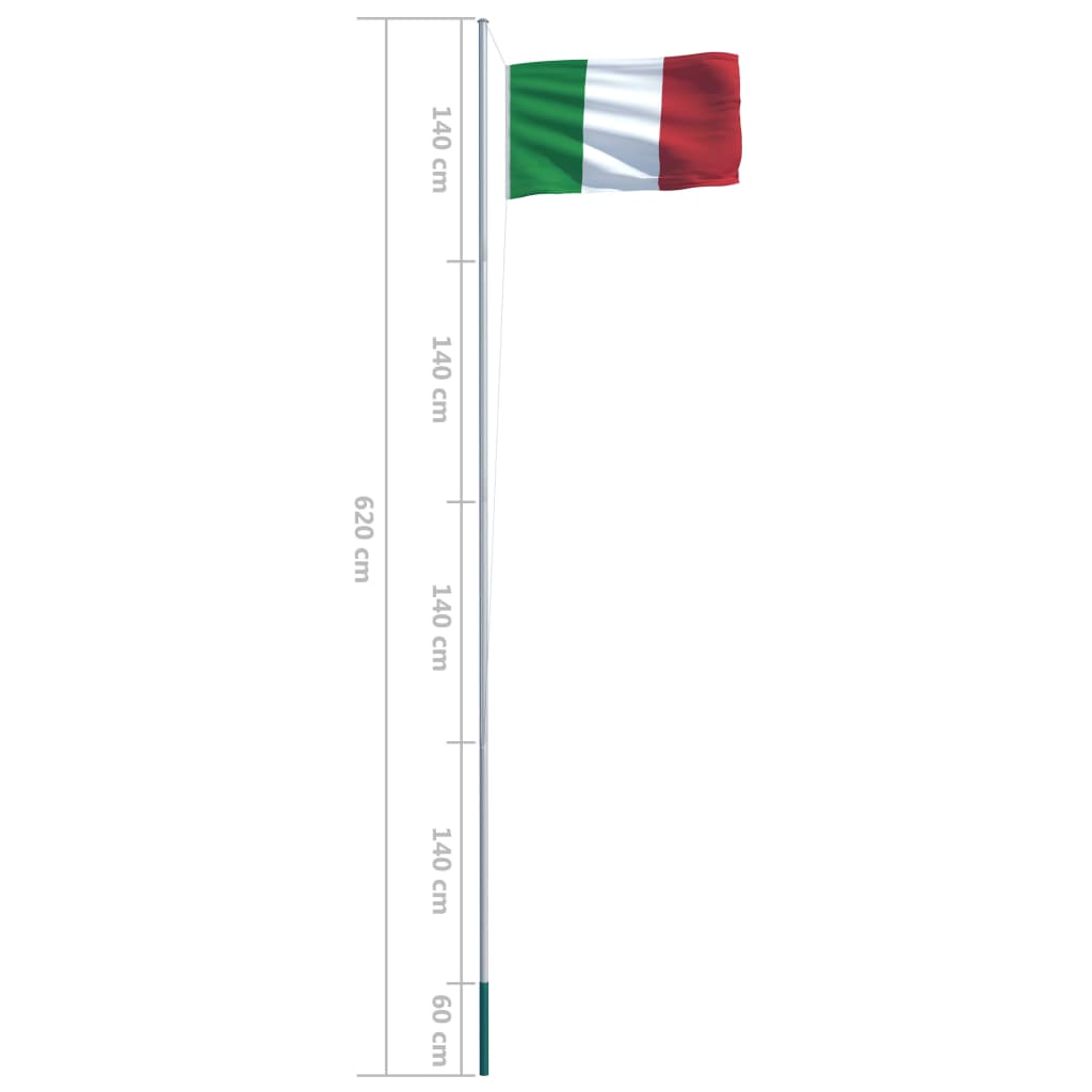 vidaXL Talijanska zastava s aluminijskim stupom 6,2 m