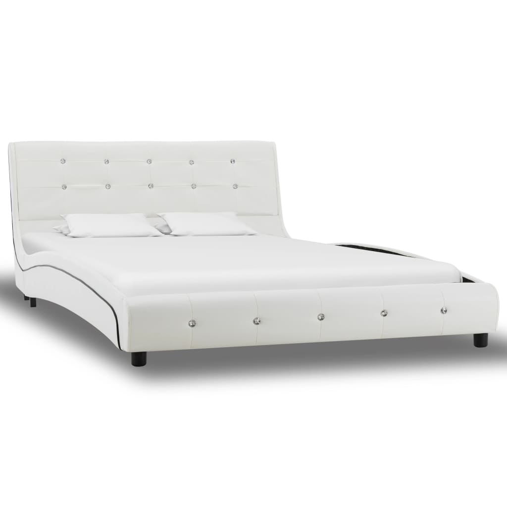 vidaXL Krevet od umjetne kože s memorijskim madracem bijeli 120x200 cm