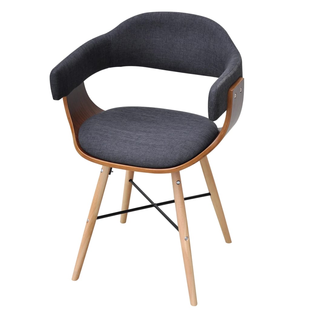 vidaXL Blagovaonske stolice od savijenog drva i tkanine 2 kom tamnosive