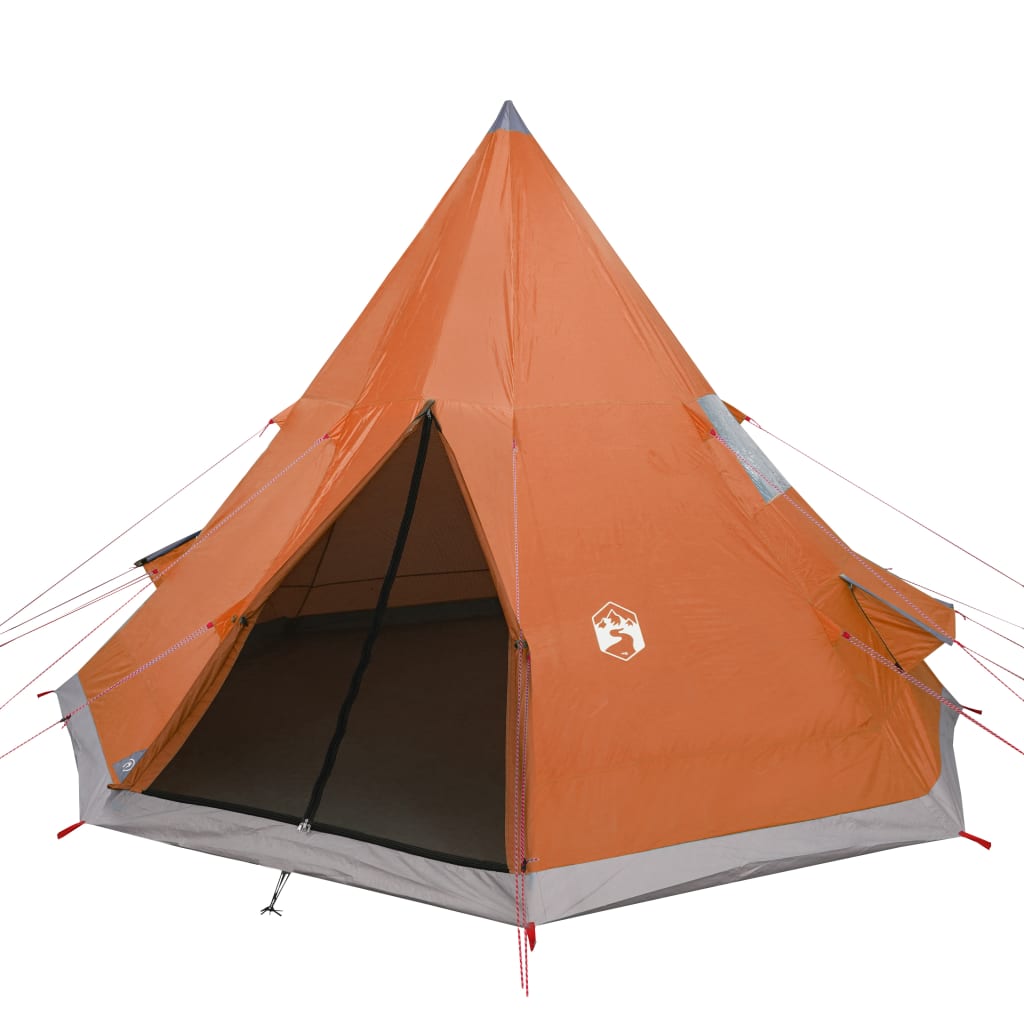 vidaXL Šator tipi za kampiranje za 4 osobe sivo-narančasti vodootporni