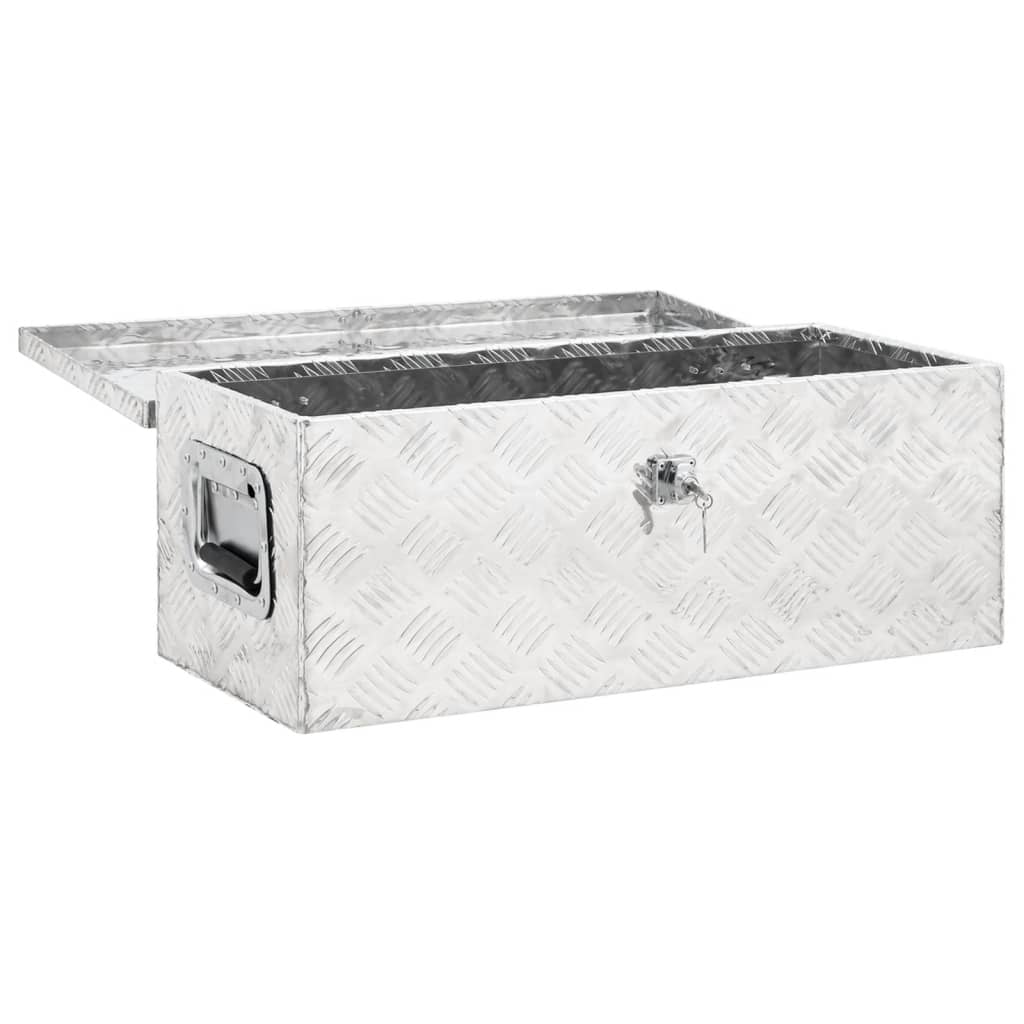vidaXL Kutija za pohranu srebrna 70 x 31 x 27 cm aluminijska