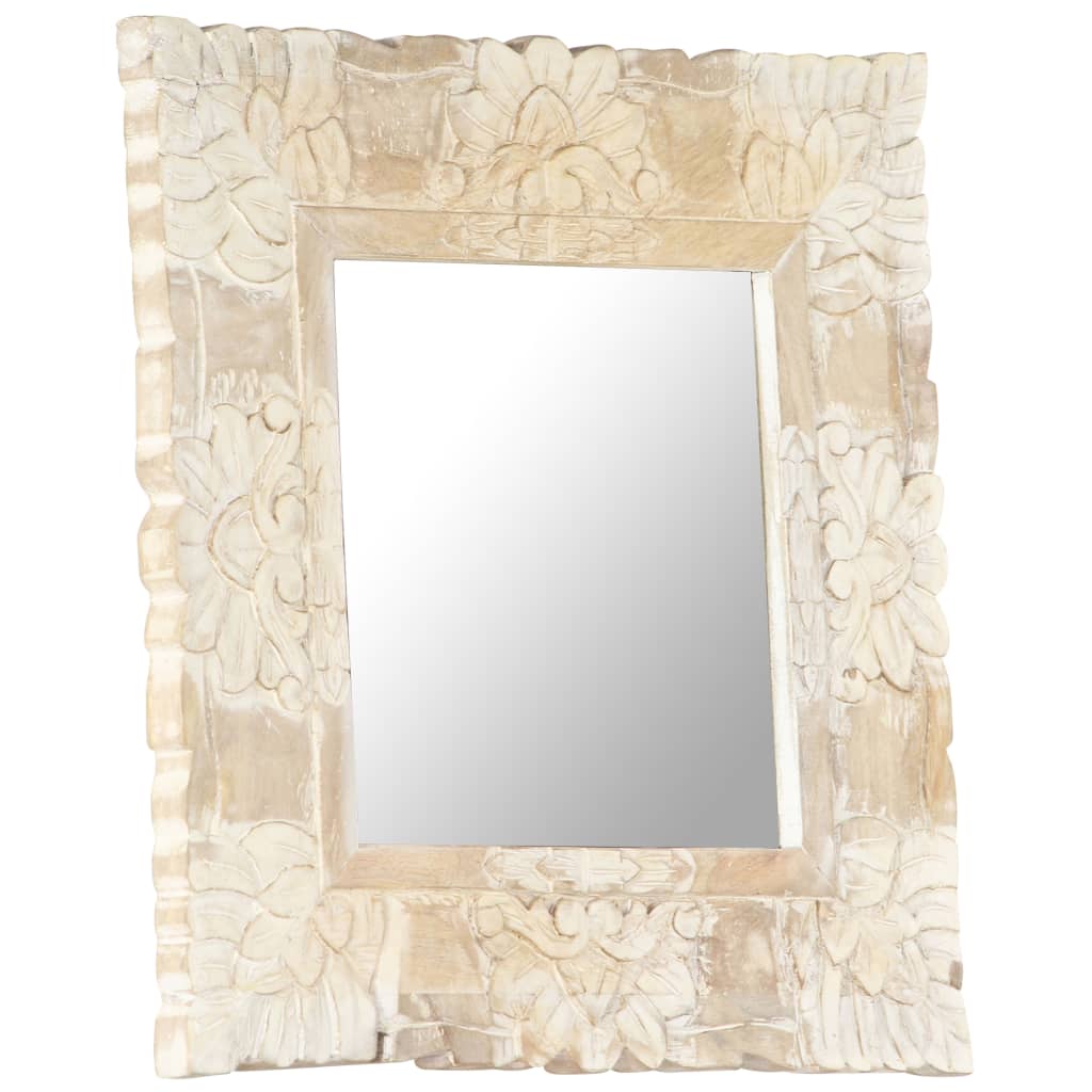 vidaXL Ogledalo bijelo 50 x 50 cm od masivnog drva manga
